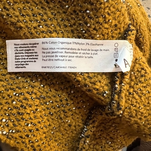 Eileen Fisher Boxy Long Sleeve Golden Yellow Funnel Neckline Sweater Size M - Picture 8 of 9